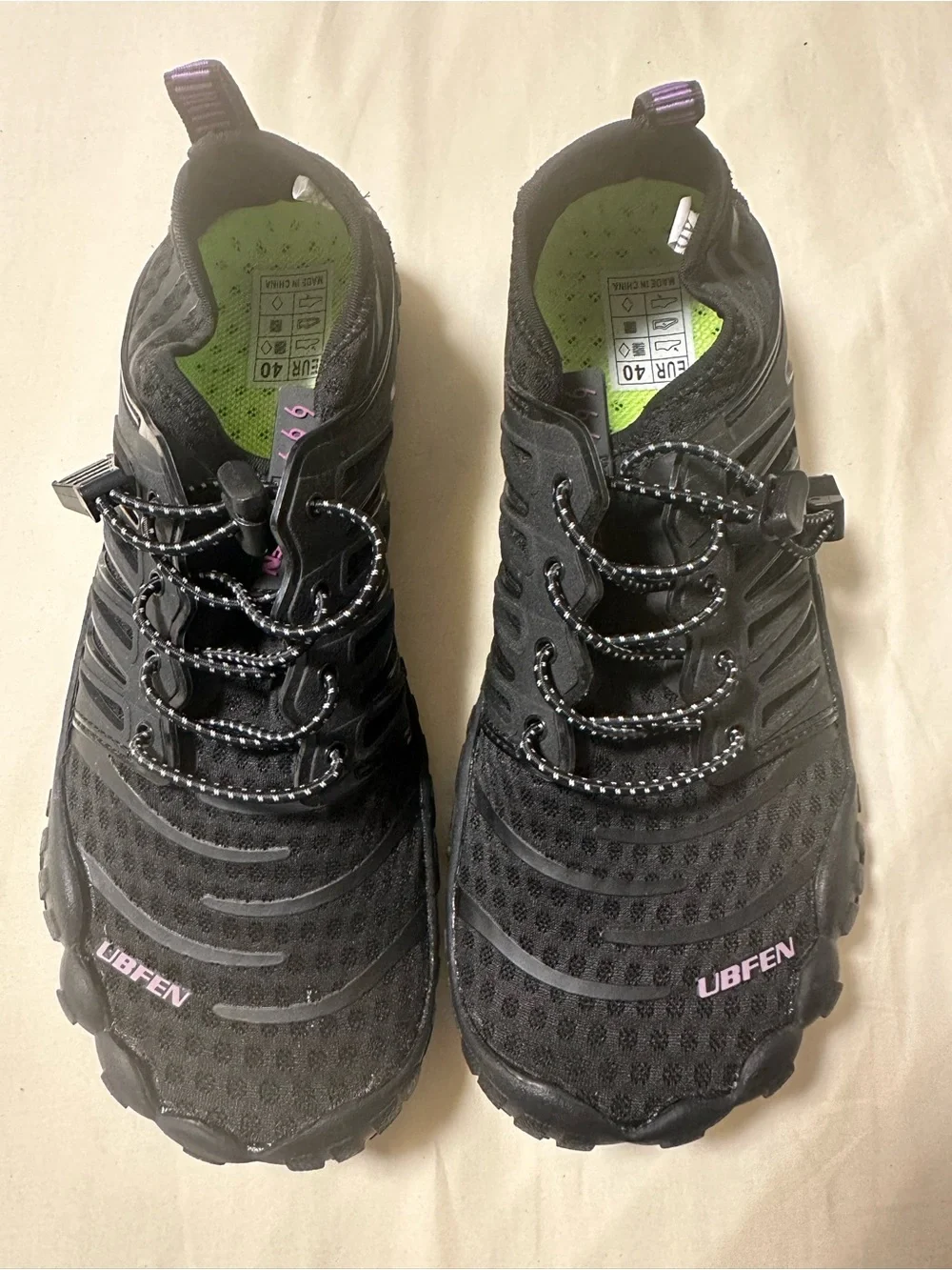 UBFEN Water Shoes Women’s EU 40 US 9 Black & Purple Quick Dry Aqua Beach Hiking